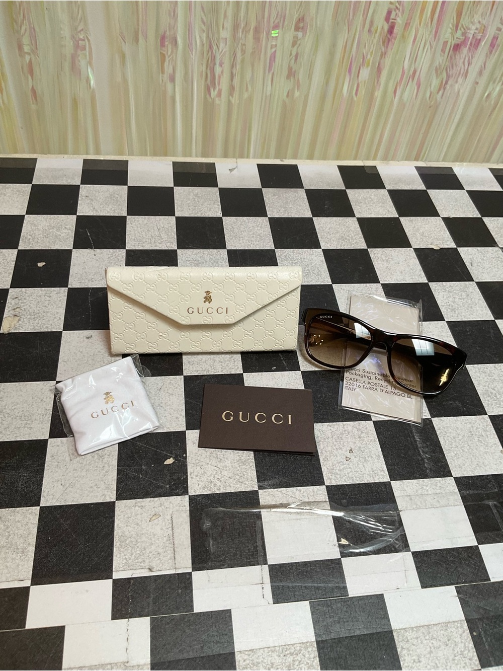Gucci Kids Brown Gradient Square Sunglasses with Gold Accents
